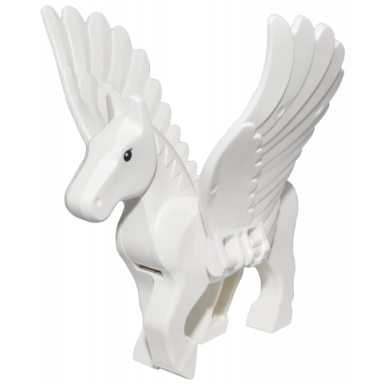 white pegasus movable legs with black eyes and white pupils pattern