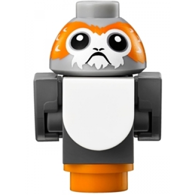 porg star wars with dark bluish gray body wings and tail v-shaped between eyes - brick built