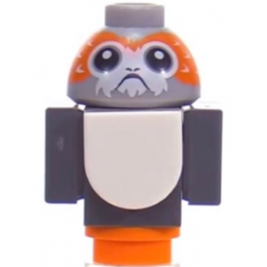 porg star wars with dark bluish gray wings and black tail - brick built