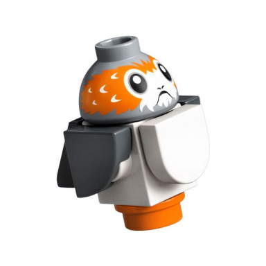 porg star wars with white body dark bluish gray wings and tail - brick built