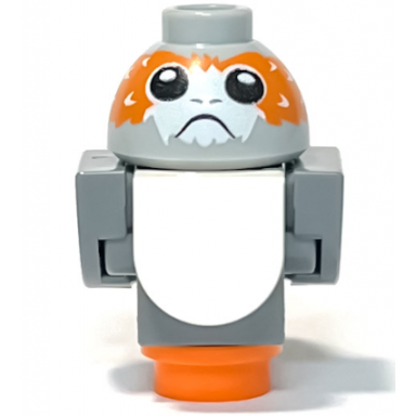 porg star wars with dark bluish gray body wings and tail high raised feathers between eyes - brick built