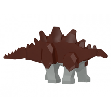 brown dinosaur stegosaurus with light gray legs