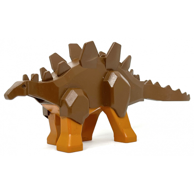 brown dinosaur stegosaurus with dark orange legs