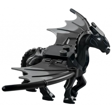 black horse skeletal with marbled dark bluish gray wings and white eyes pattern hp thestral