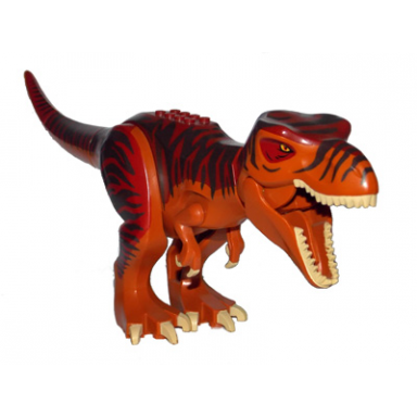 dark orange dinosaur tyrannosaurus rex with dark red back