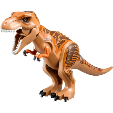 medium nougat dinosaur tyrannosaurus rex with dark orange back and dark brown markings