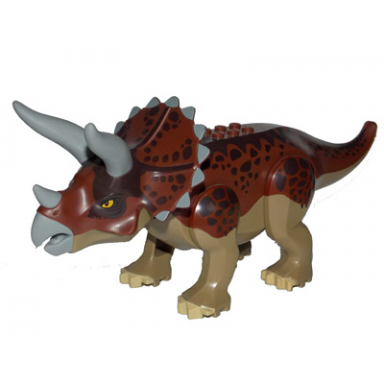 dark tan dinosaur triceratops with reddish brown back