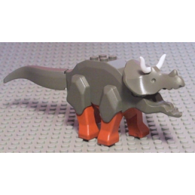 dark gray dinosaur triceratops with dark orange legs and white horns