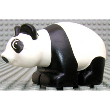 white duplo panda baby cub eyes looking left pattern