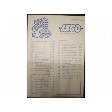 1957 dutch prijslijst price list