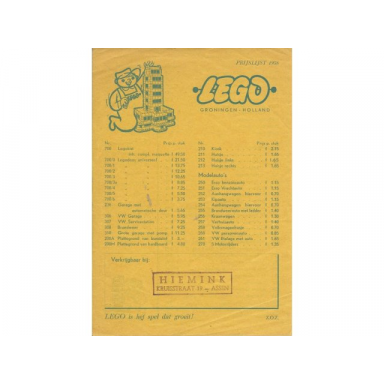 1958 dutch prijslijst price list
