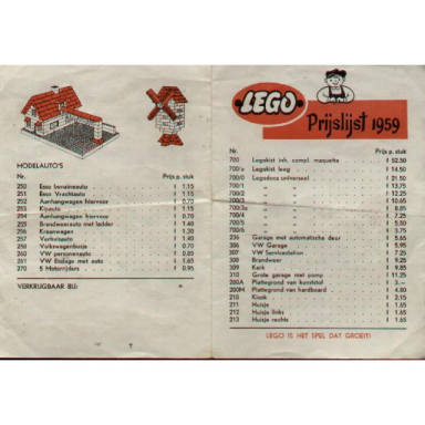 1959 dutch prijslijst price list