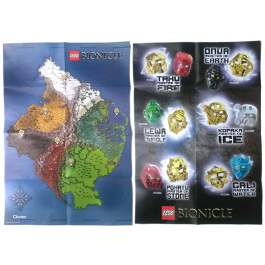 bionicle poster map of okoto bionicle masks - double-sided