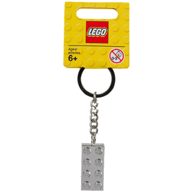 2 x 4 brick - chrome silver key chain