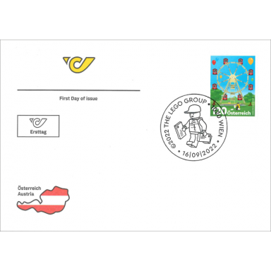 lego stamp austria first day cover september 16 2022 - 90 years of lego