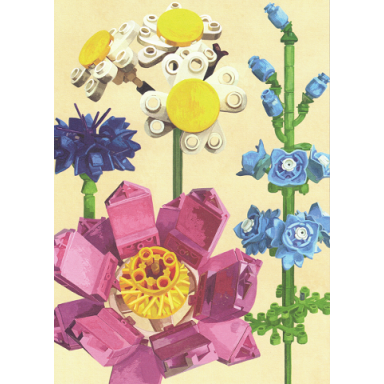 botanicals exclusive print lotus common daisy larkspur and cornflower from botanical almanac