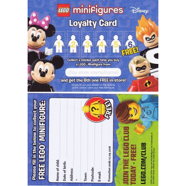 minifigures loyalty card 2016 disney series
