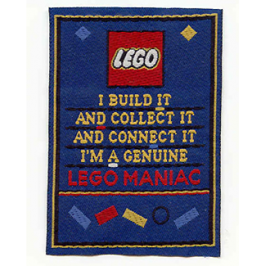 patch sew-on cloth rectangle i build it and collect it and connect it im a genuine lego maniac