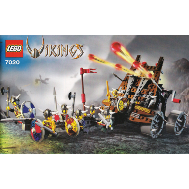army of vikings with heavy artillery wagon