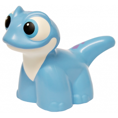 duplo salamander gecko with molded white eyes and neck and printed black pupils and medium lavender diamonds pattern frozen bruni the fire spirit