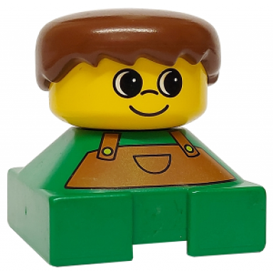 duplo 2 x 2 x 2 figure brick green base with overalls brown hair yellow head 75418