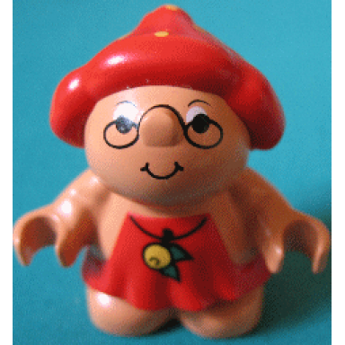 duplo figure little forest friends female red dress with yellow berry pattern melba strawberry