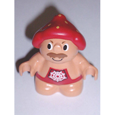 duplo figure little forest friends male red outfit with spider web pattern jolly strawberry