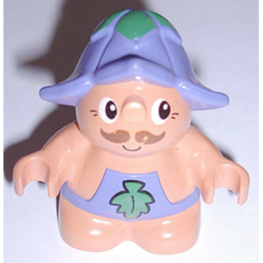 duplo figure little forest friends male medium violet outfit with leaf pattern boomer bluebell