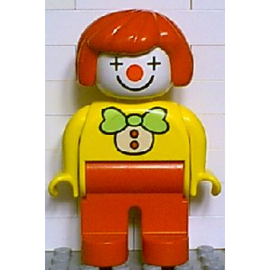 duplo figure female clown red legs red hair