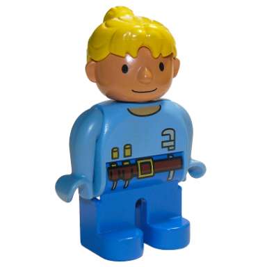duplo figure female wendy in worker outfit medium blue top