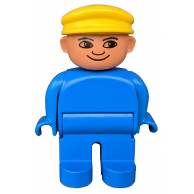 duplo figure male blue legs blue top yellow cap