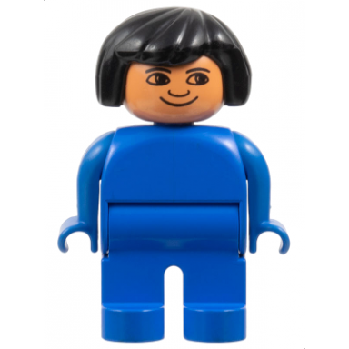 duplo figure female blue legs blue blouse black hair