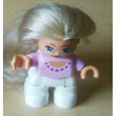 duplo figure lego ville child girl white legs pink top blond hair princess