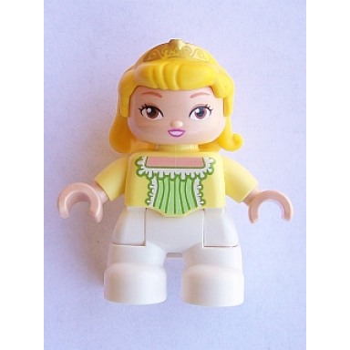 duplo figure lego ville child girl white legs bright light yellow top yellow hair with tiara princess amber