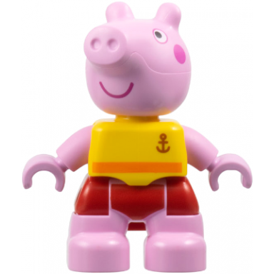 duplo figure lego ville peppa pig - yellow shirt with anchor red shorts