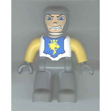 duplo figure lego ville male castle dark bluish gray legs white chest yellow arms dark bluish gray hands