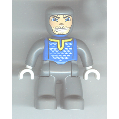 duplo figure lego ville male castle dark bluish gray legs blue chest dark bluish gray arms white hands