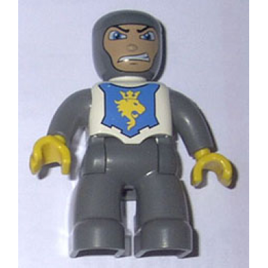 duplo figure lego ville male castle dark bluish gray legs white chest dark bluish gray arms yellow hands