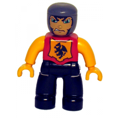 duplo figure lego ville male castle black legs red chest bright light orange arms bright light orange hands