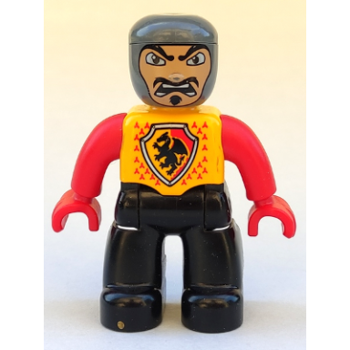 duplo figure lego ville male castle black legs bright light orange chest red arms red hands