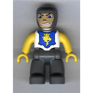 duplo figure lego ville male castle dark bluish gray legs white chest yellow arms yellow hands