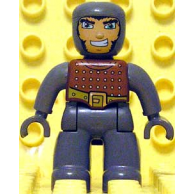 duplo figure lego ville male castle dark bluish gray legs brown chest dark bluish gray arms dark bluish gray hands