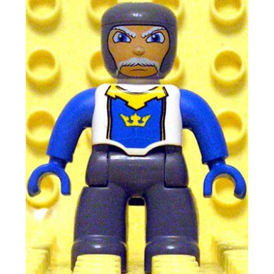 duplo figure lego ville male castle dark bluish gray legs white chest blue arms blue hands