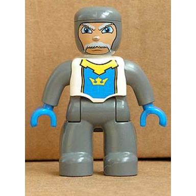 duplo figure lego ville male castle dark bluish gray legs white chest dark bluish gray arms blue hands