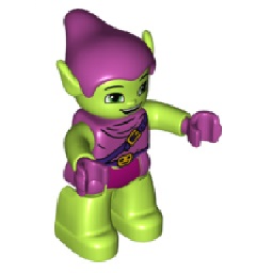 duplo figure lego ville green goblin magenta outfit