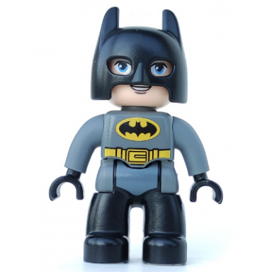 duplo figure lego ville batman black cowl dark bluish gray suit black legs