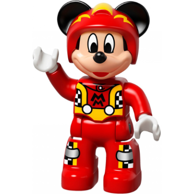 duplo figure lego ville mickey mouse red race driver jumpsuit helmet
