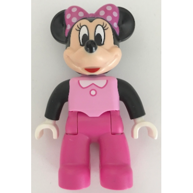 duplo figure lego ville minnie mouse bright pink top with black sleeves dark pink legs