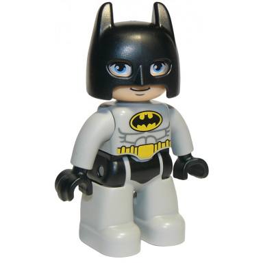 duplo figure lego ville batman black cowl light bluish gray suit and legs