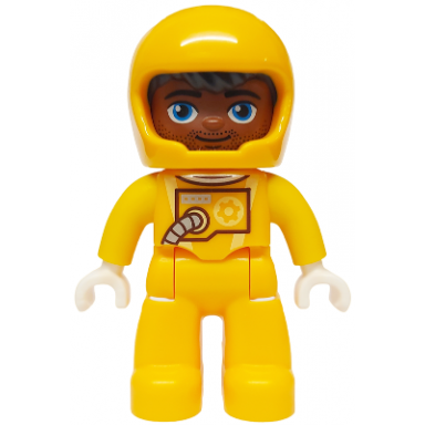 duplo figure lego ville astronaut male bright light orange spacesuit and helmet
